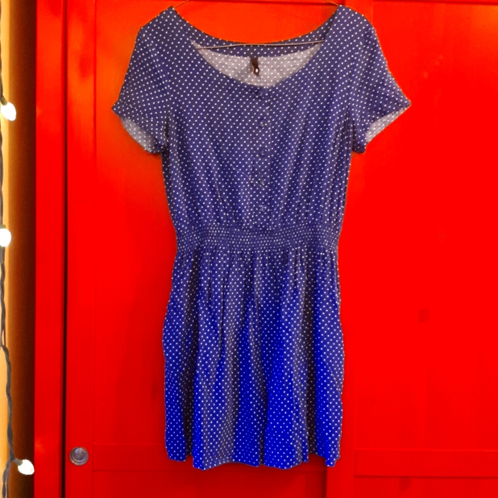H&M size 8 navy polka dot tunic with pockets